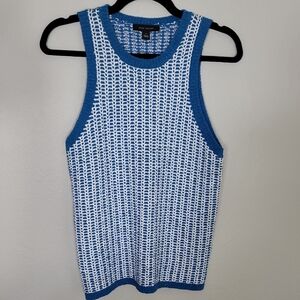 NWT Ann Taylor Womens Knit Sweater Vest Size LP Blue White Sleeveless